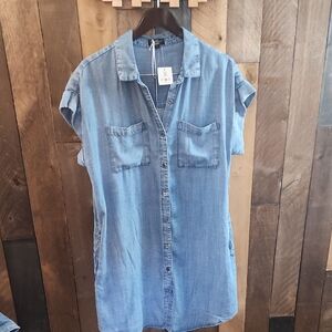Velvet Heart Light Blue Button-Down Shirt Dress